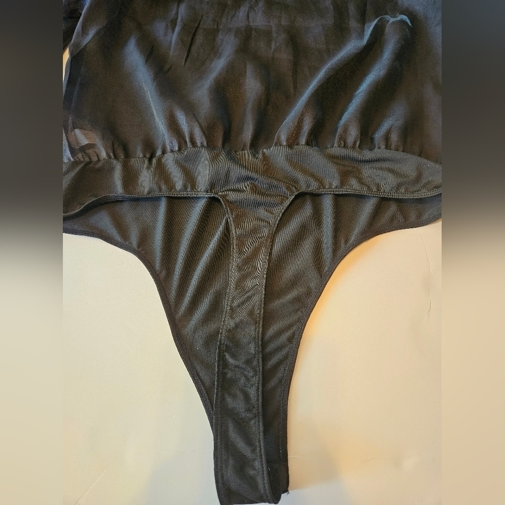 Ferriano Black Bodysuit size Large long sleeve sheer. - Picture 12 of 16